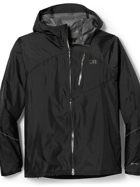 Outdoor Research Black Men’s Helium Rain Hooded Jacket Size M New Without Tags
